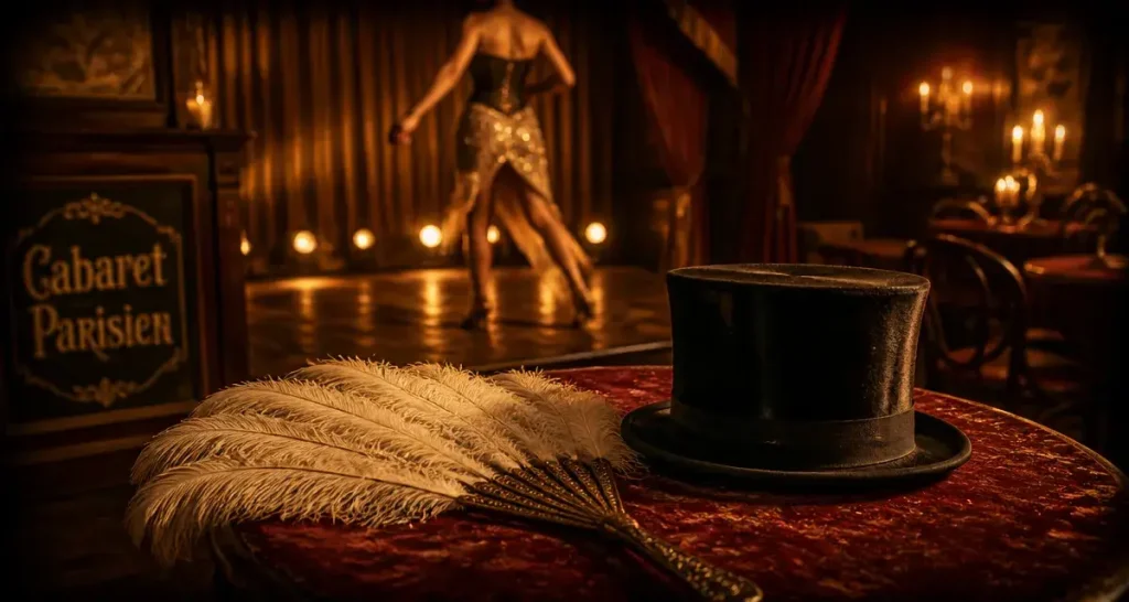 Danseuse cabaret en cabaret Parisien, lumière dorée