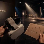 Experience immersion en espace muséal sombre : casque VR et récit immersif