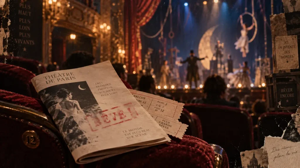 Le reve theatre : programme et billets au théâtre, scène en clair-obscur